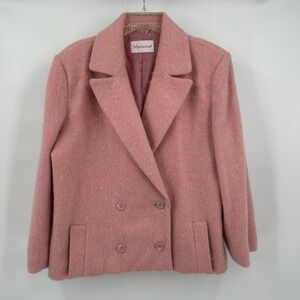 Vintage Womens Wool Peacoat Size L Soft Girl Pink Cottagecore Minimalist Classic